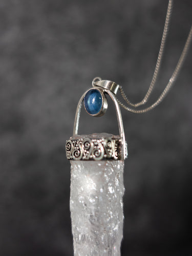 Kailash-Blessed Spiritual Energy Pendant - Clear Quartz Aquamarine Silver