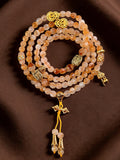 New Chinese Style 108-Bead Natural Yellow Phantom Quartz Multi-Strand Buddha Bracelet for Women - Luxury Zen Handheld Mala, Bestseller for Wealth Attraction
