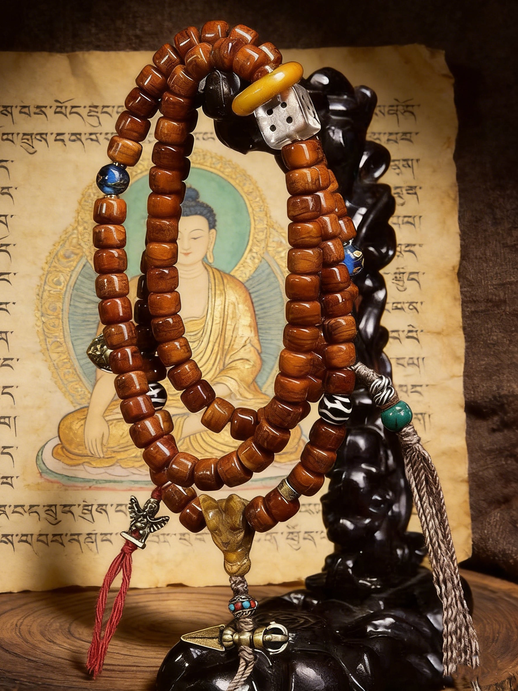 Shamanic Spirit Bead Strand: Yak Bone + Animal Totem Protection