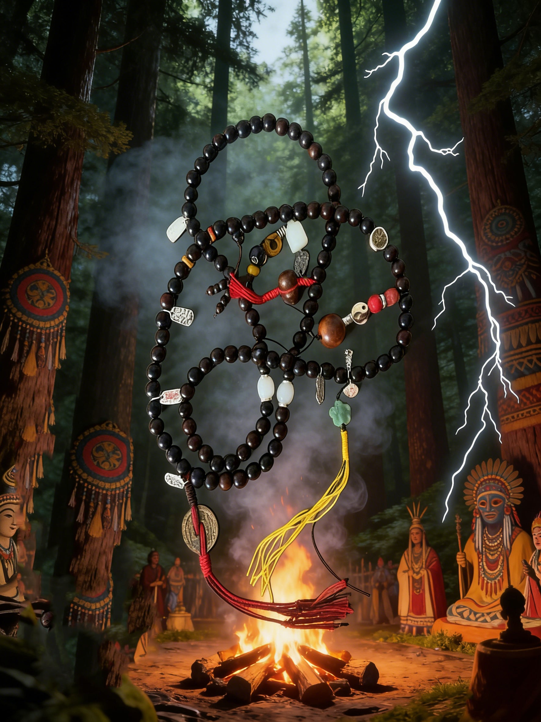 Shaman Lightning-Struck Mala (Dual-use): Heaven-Earth Energy & Spiritual Awakening