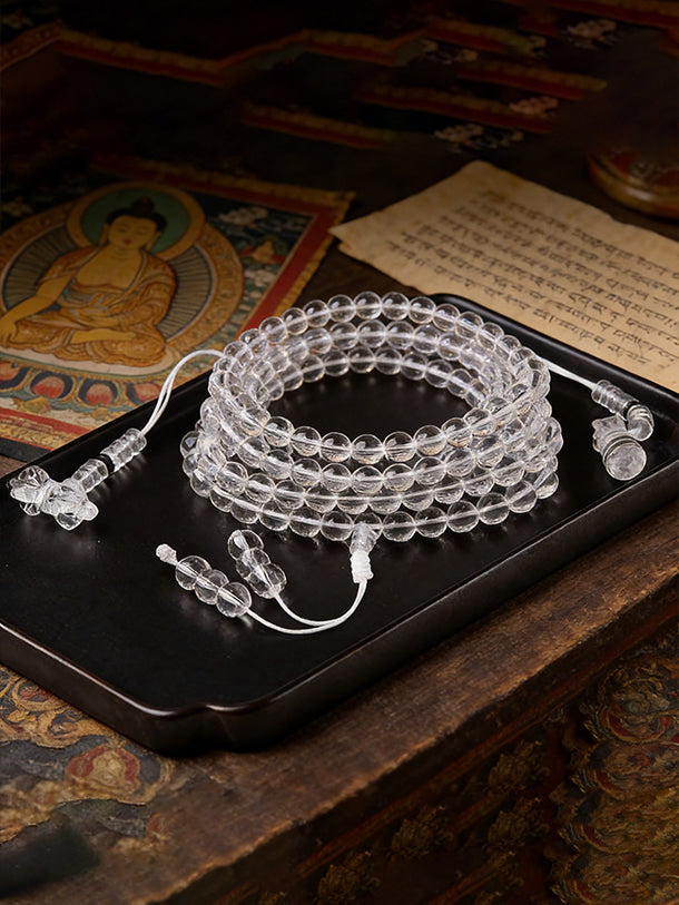 Shamanic 108 Clear Quartz Beads Mala - Daily Spiritual Protection