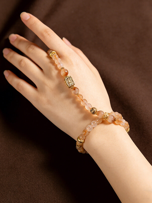 New Chinese Style 108-Bead Natural Yellow Phantom Quartz Multi-Strand Buddha Bracelet for Women - Luxury Zen Handheld Mala, Bestseller for Wealth Attraction